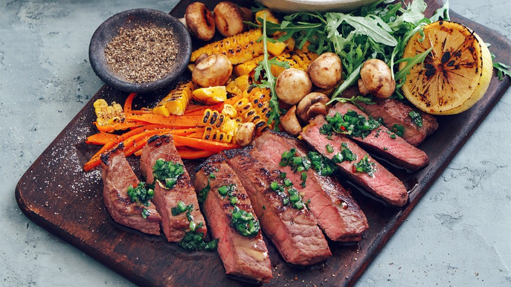 Steak with herb sauce
