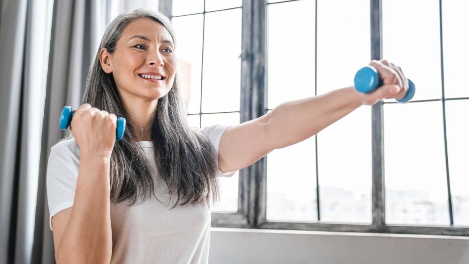 Woman doing muscle strengthening exercises